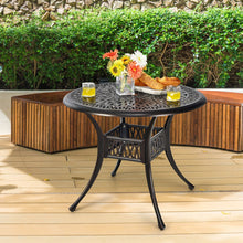 Load image into Gallery viewer, 36 Inch Patio Round Dining Bistro Table with Umbrella Hole-Brown
