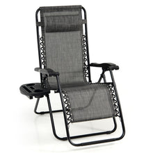 Load image into Gallery viewer, Outdoor Folding Zero Gravity Reclining Lounge Chair with Utility Tray-Gray
