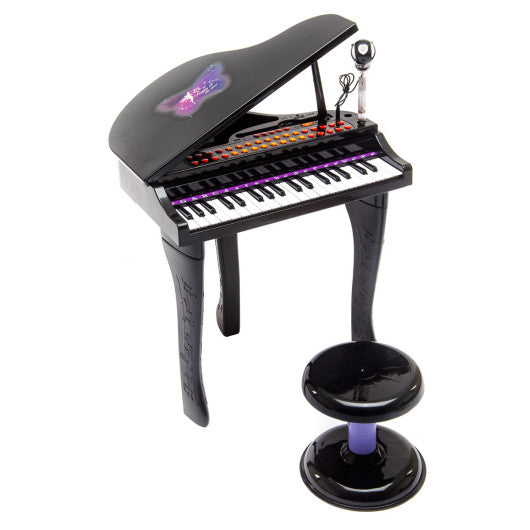 37 Key Kids Mini Toy Grand Piano Electronic Keyboard-Black