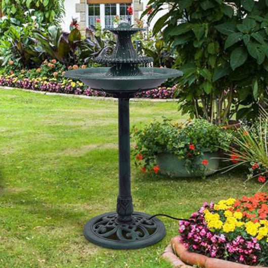 Reward-3 Tiers Outdoor Bird Decor Pedestal Water Fountain with Pump