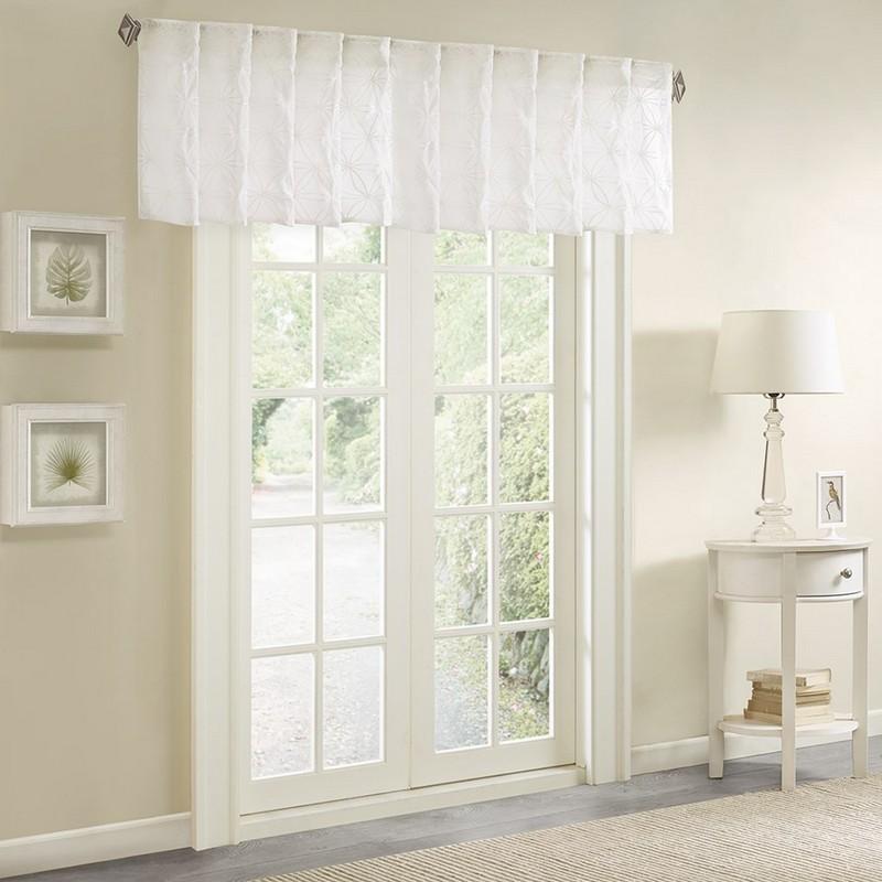 Madison Park Gemma Sheer Embroidered Window Valance -50X18
