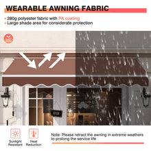 Load image into Gallery viewer, 10 x 8.2 Feet Retractable Awning with Easy Opening Manual Crank Handle-Brown
