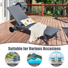 Load image into Gallery viewer, 6-Position Adjustable Fabric Outdoor Patio Recliner Chair-Gray
