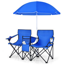 Load image into Gallery viewer, Portable Folding Picnic Double Chair with Umbrella
