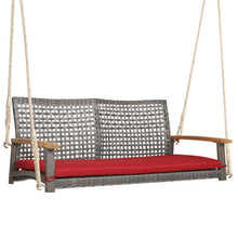 Load image into Gallery viewer, 2-Person Patio Wicker Hanging Swing Chair-Red
