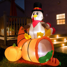 Load image into Gallery viewer, 6 Feet Thanksgiving Inflatable Turkey on Cornucopia Harvest Autumn Decor with Light
