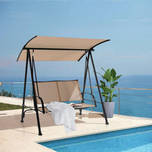 Load image into Gallery viewer, 2-Seat Outdoor Canopy Swing with Comfortable Fabric Seat and Heavy-duty Metal Frame-Beige
