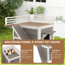 Load image into Gallery viewer, Outdoor Wooden Feral Cat House with Balcony and Slide-Gray
