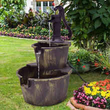 Load image into Gallery viewer, 2 Tiers Outdoor Barrel Waterfall Fountain with Pump
