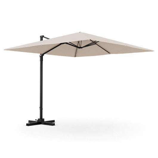 9.5 Feet 2-Tier Patio Square Cantilever Offset Umbrella with 360°Rotation-Beige
