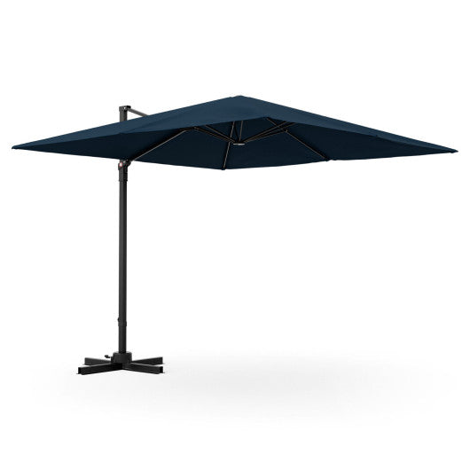 9.5 Feet 2-Tier Patio Square Cantilever Offset Umbrella with 360°Rotation-Navy