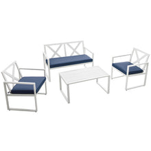 Load image into Gallery viewer, 4 Pieces Outdoor Conversation Set with Sturdy Steel Frame
