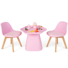 Load image into Gallery viewer, Wooden Kids Activity Table and Chairs Set with Padded Seat-Pink
