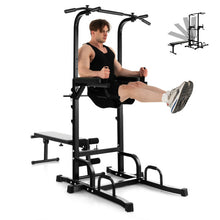 Load image into Gallery viewer, Power Tower Pull Up Bar Stand with Adjustable Heights and Bench
