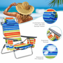 Load image into Gallery viewer, 2 Pack 5-Position Outdoor Folding Backpack Beach Table Chair Reclining Chair Set-Yellow
