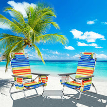 Load image into Gallery viewer, 2 Pack 5-Position Outdoor Folding Backpack Beach Table Chair Reclining Chair Set-Yellow
