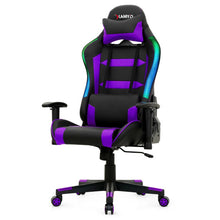 Load image into Gallery viewer, Adjustable Swivel Gaming Chair with LED Lights and Remote-Purple
