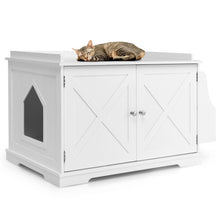 Load image into Gallery viewer, Large Wooden Cat Litter Box Enclosure with the Storage Rack-White
