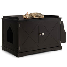 Load image into Gallery viewer, Large Wooden Cat Litter Box Enclosure with the Storage Rack-Coffee
