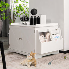 Load image into Gallery viewer, Large Wooden Cat Litter Box Enclosure with the Storage Rack-White
