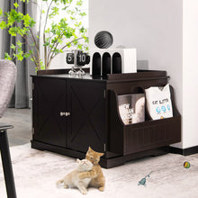 Load image into Gallery viewer, Large Wooden Cat Litter Box Enclosure with the Storage Rack-Coffee
