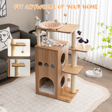 Load image into Gallery viewer, 52 Inch Modern Multi-level Cat Play Center with Deluxe Hammock-Natural
