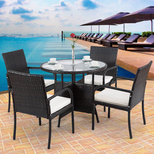 5 pcs Rattan Patio Furniture Set with Round Table