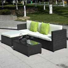 Load image into Gallery viewer, Outdoor Patio 5PC Furniture Sectional PE Wicker Rattan Sofa Set Deck Couch-black
