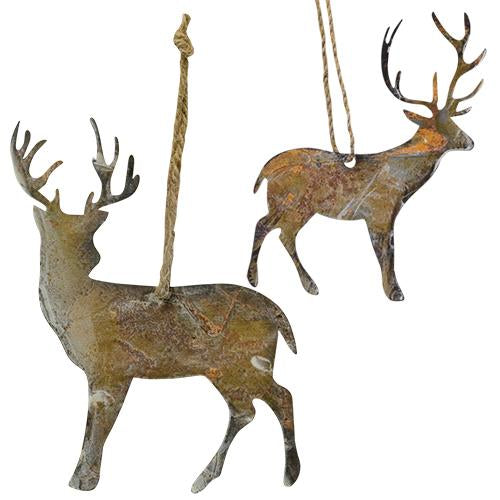 Rusty Wonder Deer Ornament 2 Asstd.  (Pack of 4)
