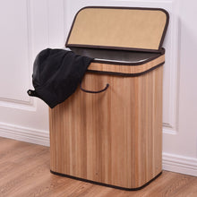 Load image into Gallery viewer, Large Rect Bamboo Laundry Hamper Basket with Lid-Brown
