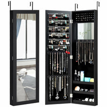 Load image into Gallery viewer, Full Length Mirror Jewelry Cabinet with Ring Slots and Necklace Hooks-Black
