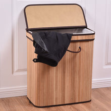 Load image into Gallery viewer, Large Rect Bamboo Laundry Hamper Basket with Lid-Brown
