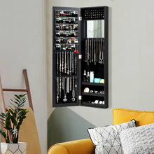 Load image into Gallery viewer, Full Length Mirror Jewelry Cabinet with Ring Slots and Necklace Hooks-Black
