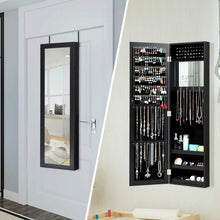 Load image into Gallery viewer, Full Length Mirror Jewelry Cabinet with Ring Slots and Necklace Hooks-Black
