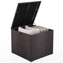 Load image into Gallery viewer, 72 Gallon Rattan Outdoor Storage Box with Zippered Liner and Solid Pneumatic Rod

