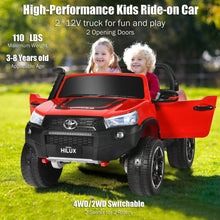 Load image into Gallery viewer, 2*12V Licensed Toyota Hilux Ride On Truck Car 2-Seater 4WD with Remote Painted Red
