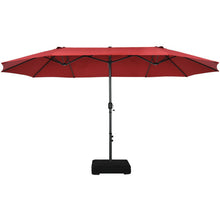Load image into Gallery viewer, 15 Feet Double-Sided Patio Umbrellawith 12-Rib Structure-Wine
