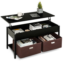Load image into Gallery viewer, Lift Top Coffee Table Central Table with Drawers and Hidden Compartment for Living Room-Black
