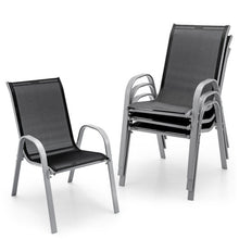 Load image into Gallery viewer, 4 Pieces Stackable Patio Dining Chairs Set with Armrest-Black
