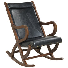 Load image into Gallery viewer, Modern Rocking Chair with PU Cushion and Rubber Wood Frame-Black
