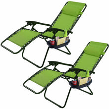 Load image into Gallery viewer, 2 Pieces Folding Lounge Chair with Zero Gravity-Green
