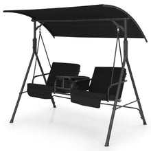 Load image into Gallery viewer, Porch Swing Chair with Adjustable Canopy-Black
