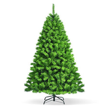 Load image into Gallery viewer, 6.5 Feet Pre-Lit Hinged Christmas Tree Green Flocked with 924 Tips and 370 LED Lights
