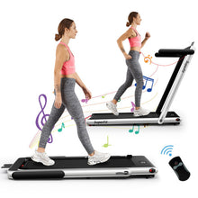 Load image into Gallery viewer, 2 in 1 Folding Treadmill with Bluetooth Speaker Remote Control-Silver
