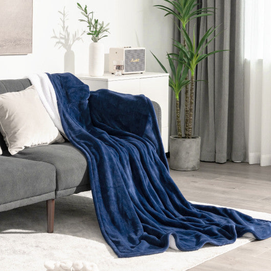84 x 62 Inch Heated Blanket Electric Throw with 5 Heating Levels-Blue