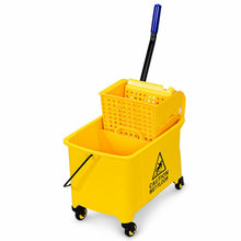 Load image into Gallery viewer, 21 Quart Mop Bucket Side Press Wringer on Wheels With Panel
