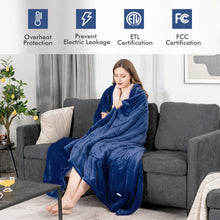 Load image into Gallery viewer, 84 x 62 Inch Heated Blanket Electric Throw with 5 Heating Levels-Blue
