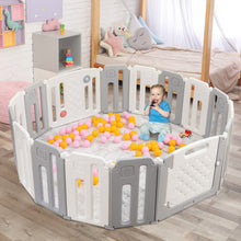 Load image into Gallery viewer, 16 Panels Baby Safety Playpen with Drawing Board-Gray
