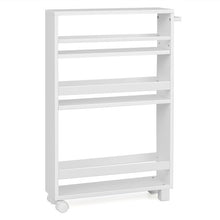 Load image into Gallery viewer, 4-Tier Slim Kitchen Storage Cart Narrow Slide Out Trolley Adjustable Shelf-White

