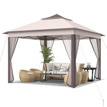 Load image into Gallery viewer, 11 x 11 Feet 2-Tier Pop-Up Gazebo Tent Portable Canopy Shelter Carry Bag Mesh

